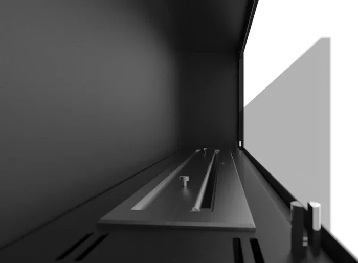 Camino a Bioetanolo da Parete/Incasso 150×49 cm Frame 1500 Bianco con Vetro Vendita online - immagine 3