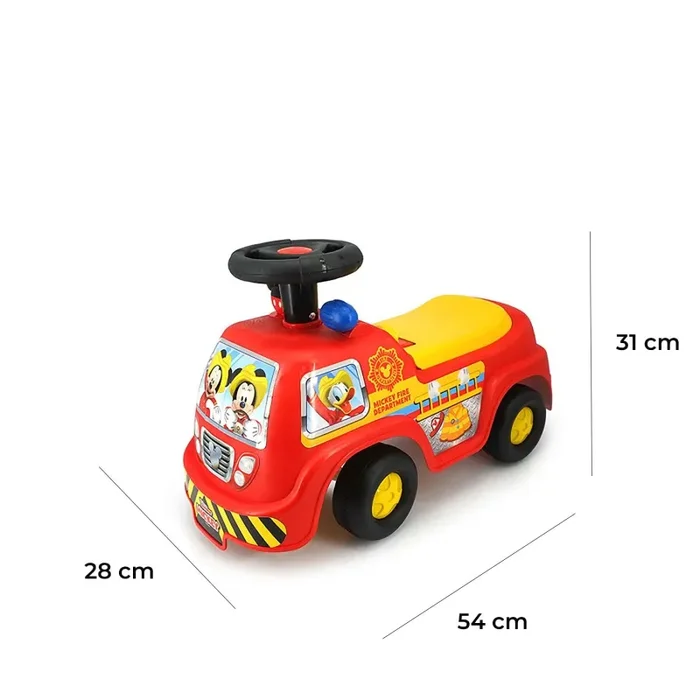 Camion dei Pompieri Cavalcabile 25x51x33 cm per Bambini Mickey Mouse Rosso - immagine 2