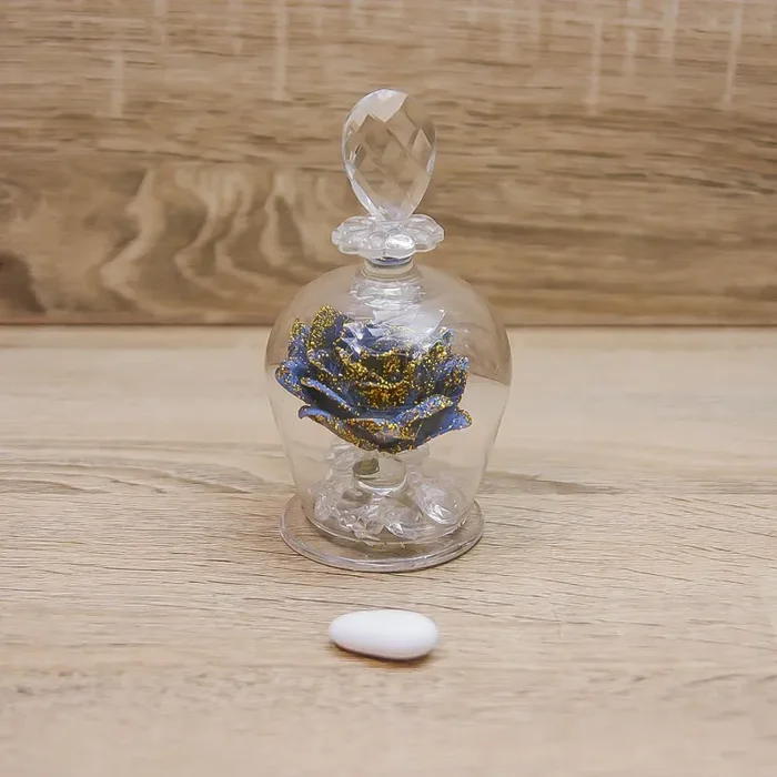 Campana con Rosa Blu e Glitter Oro Via Margutta