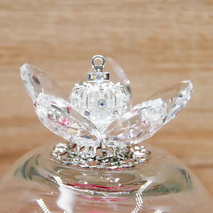 Campana Cristalli con Rosa Fucsia e Corona Oro Via Margutta - immagine 3