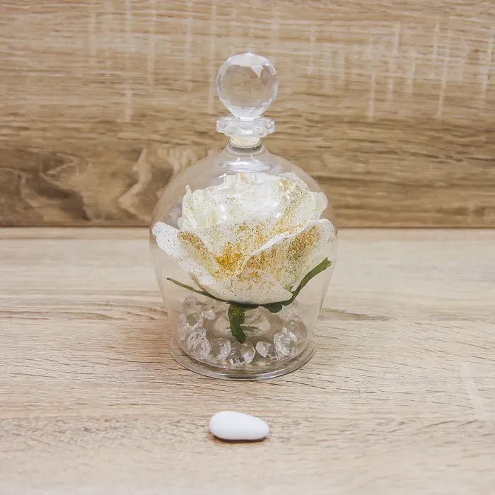 Campana Grande con Rosa Bianca e Glitter Oro Via Margutta Saldi