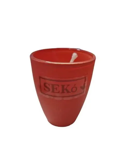 CANDELA PROFUMATA IN BICCHIERE PICCOLO IN CERAMICA CORALLO (diametro 5cm x h.6cm) Vendita calda online