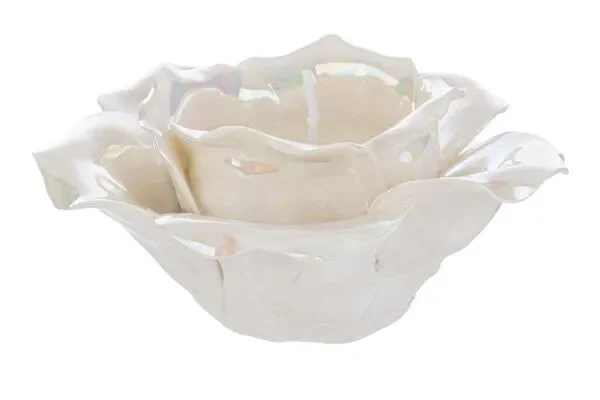 CANDELA ROSA IN PORCELLANA BIANCA (14x14x7,5cm)