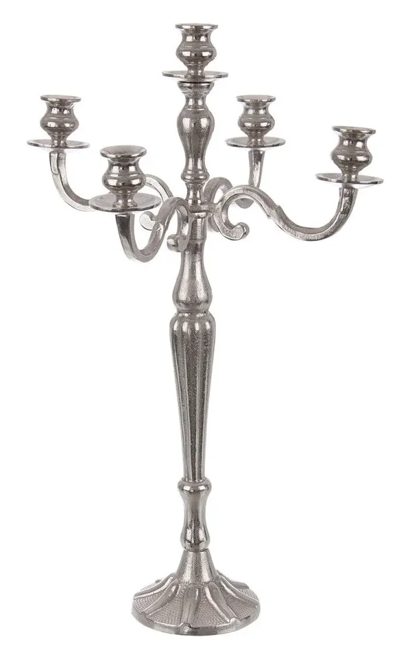Candelabro Con 5 Braccio 43x43x70 cm in Metallo Laryn Argento - immagine 2