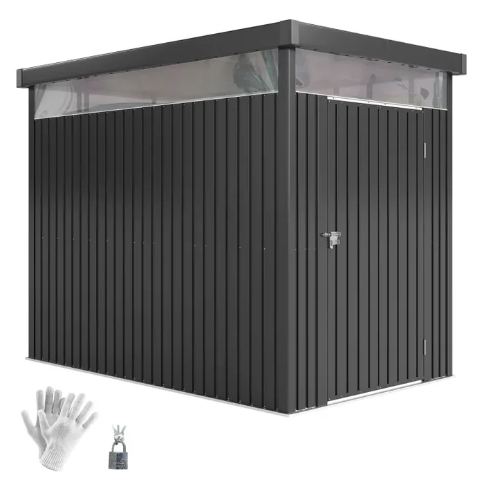 Capanno da Giardino con Lucernario in Acrilico 162x259x201 cm in Acciaio Grigio Scuro