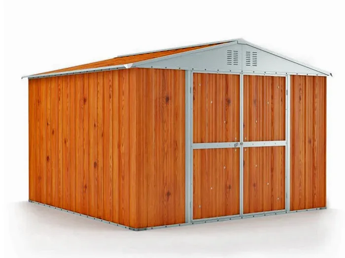 Casetta Box da Giardino in Lamiera di Acciaio Porta Utensili 327x269x217 cm Enaudi Legno