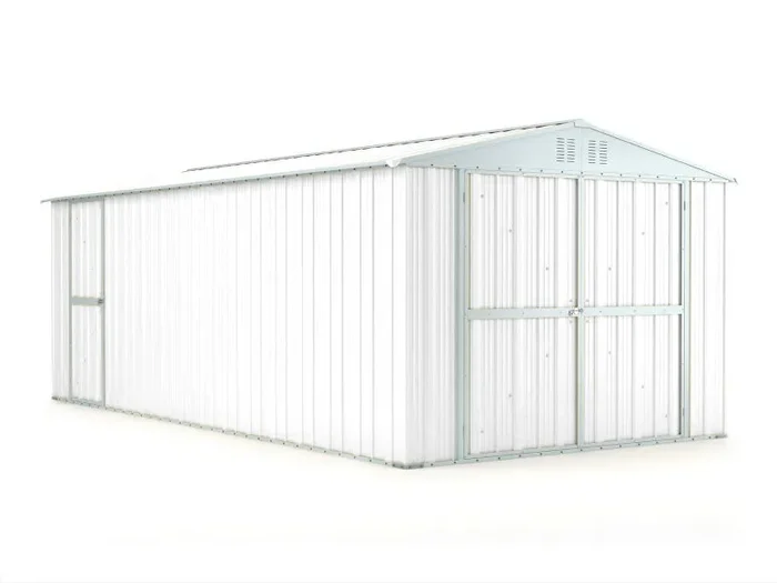 Casetta Box da Giardino in Lamiera di Acciaio Porta Utensili 327x611x235 cm Enaudi Bianco