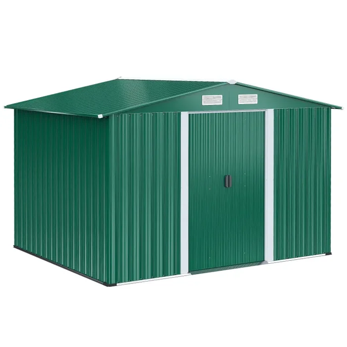 Casetta Box da Giardino in Lamiera Verde 246×192.5×177.5 cm