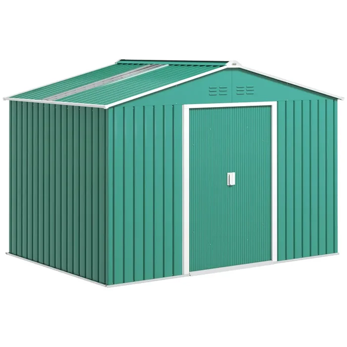Casetta Box da Giardino Porta Attrezzi 277x195x192 cm con 2 Porte Scorrevoli Verde Scuro Vendita online