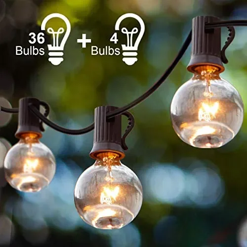 Catena Luminosa Esterno, 12.8M 36 G40 Lampadine Luci da Esterno 36