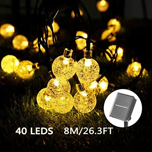 Catena Luminosa Solare – 40 LED 8M/26.3FT Luci Decorative Bianco Caldo