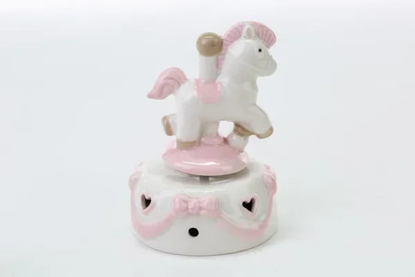 CAVALLUCCIO CARILLON PORCELLANA ROSA 9X9X13CM