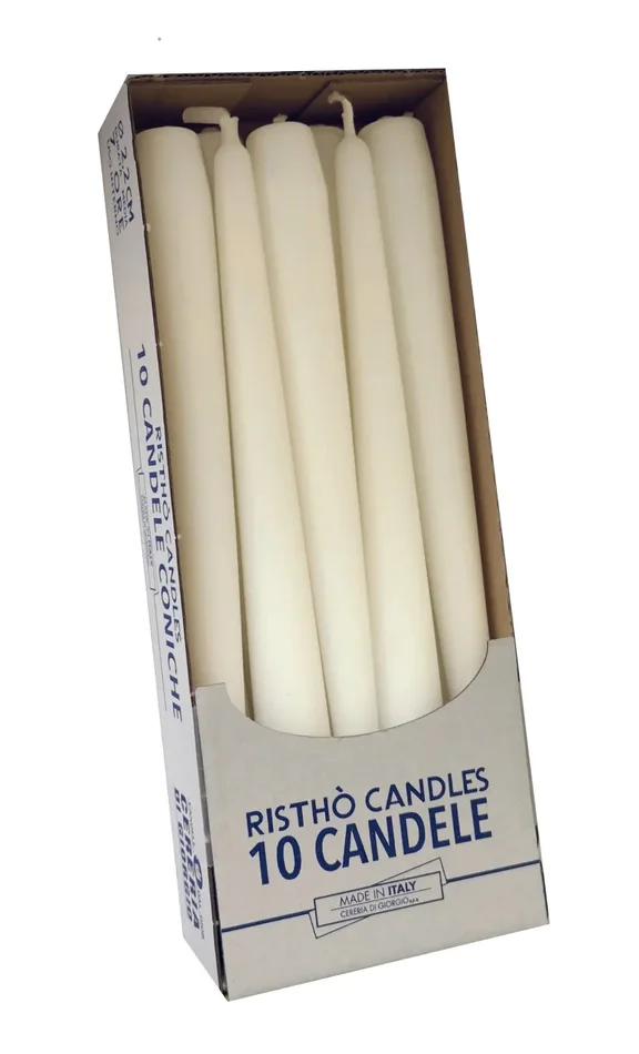 Cereria Di Giorgio Candele Coniche Ø 2,2 cm H. 25 cm (10 pz) – Bianco - immagine 2