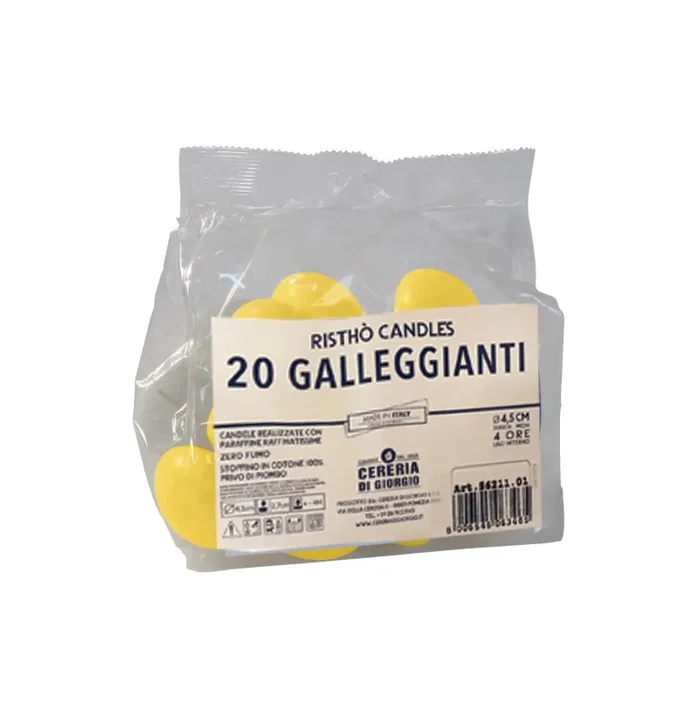 Cereria Di Giorgio Candele Galleggianti Ø 4,5 cm H. 2,7 cm (20 pz) – Giallo