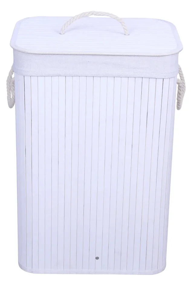Cesto Portabiancheria 40x30x60 cm in Bamboo Collection Bianco