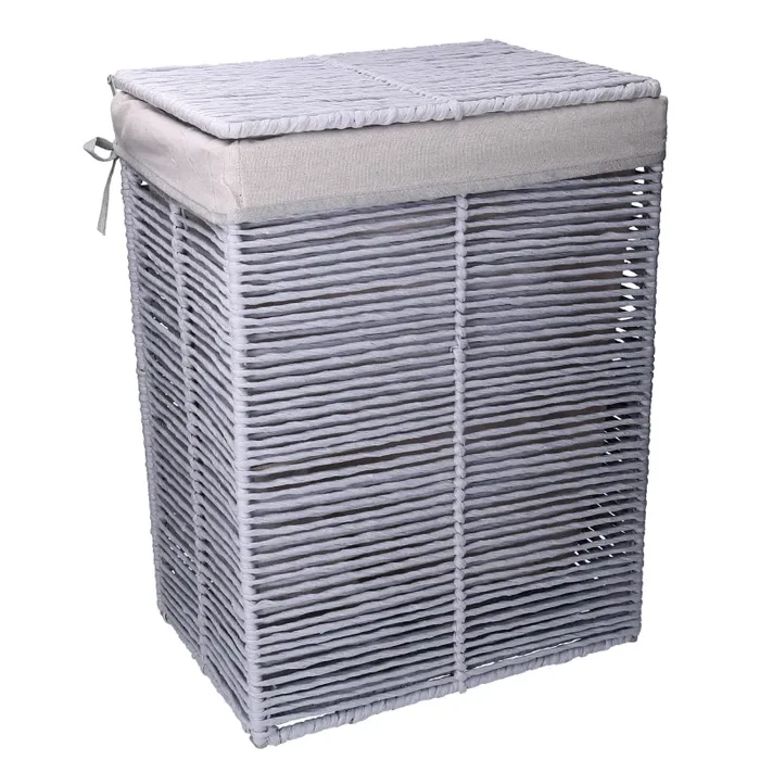 Cesto Portabiancheria paper hilary grigio chiaro rettangolare pieghevole cm 30x40xh55