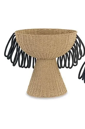 CESTONE COPPA IN CORDA CON FRANGE NERE (38xh.40cm) Online