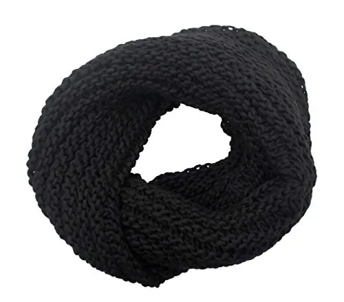 CG – Talento Fiorentino, scaldacollo tubolare lavorato a maglia, invernale, sciarpa ad anello intrecciato in tinta unita, unisex, fatto in Toscana, Made in Italy (Nero)