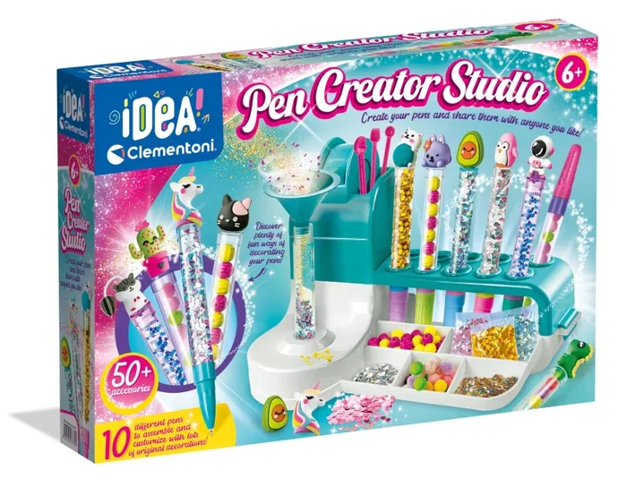 Clementoni Idea Creator Studio-Art and Crafts, idea regalo per bambine di 6 anni, giocattoli creativi, set di penne di cancelleria per bambini, 18779