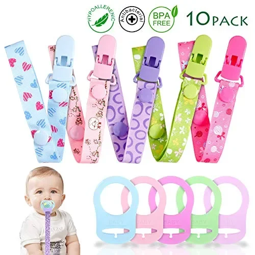 Clip per Ciuccio e Silicone Pulsante Anello, Gnews 5 pc Catena…