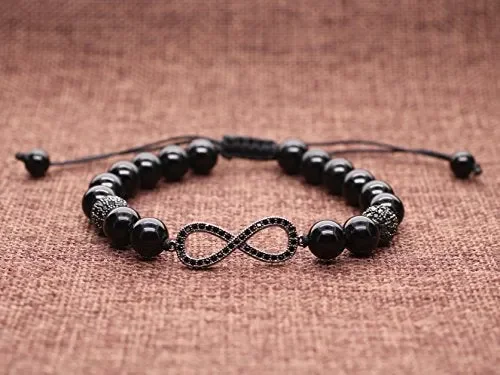 COAI Bracciale Infinito con Perle in Tormalina Nera e Occhio di - immagine 2