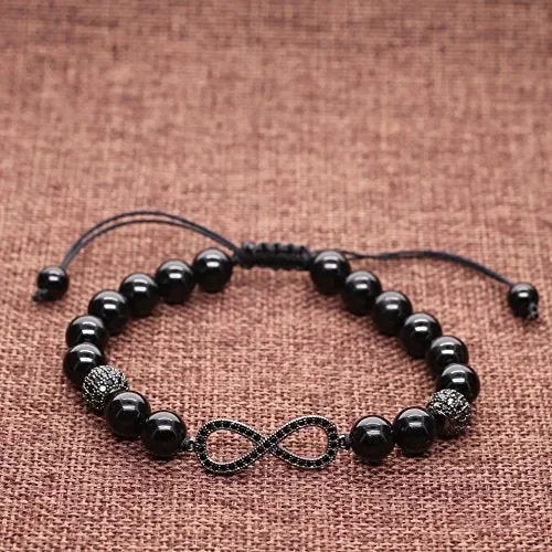 COAI Bracciale Infinito con Perle in Tormalina Nera e Occhio di - immagine 3