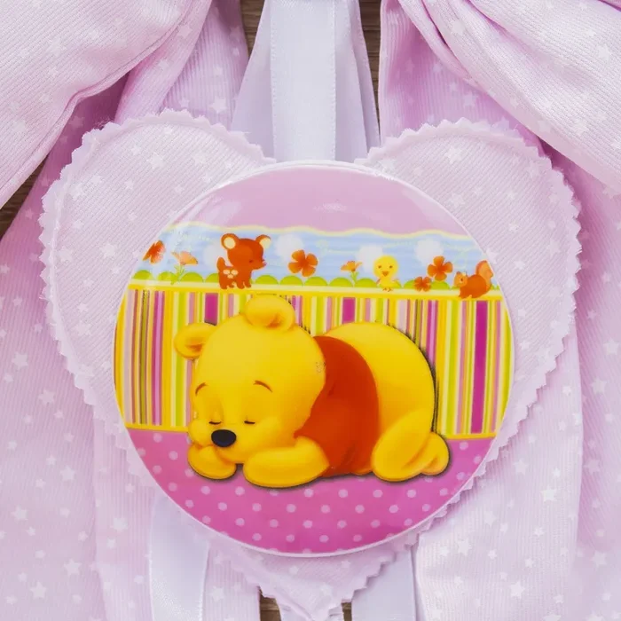 Coccarda Fiocco Rosa con Stelline e Winnie the Pooh - immagine 2