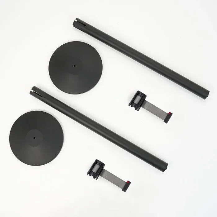 Colonnina con Nastro da 3 m in Metallo Nero nastro Grigio - immagine 3