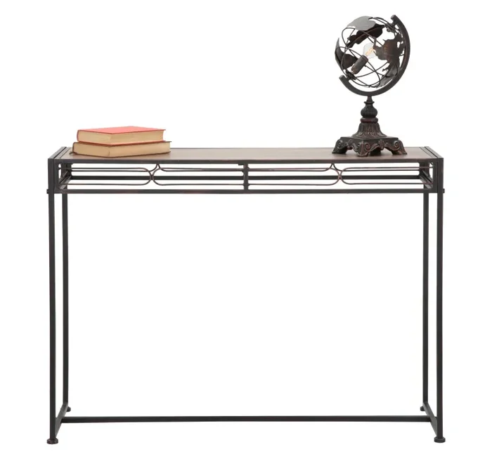 Console Essential 110x40x80 cm in Ferro e MDF Nero e Marrone - immagine 2