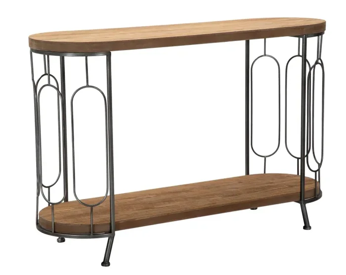 Console New Mexico 120x40x80 cm in Ferro e MDF Marrone e Grigio