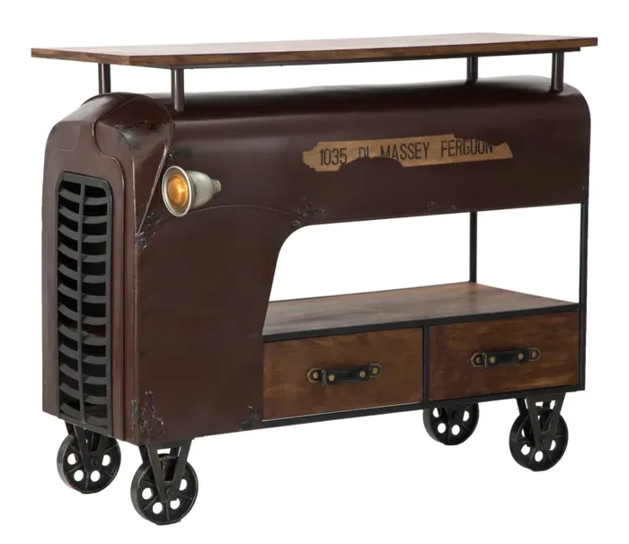 Console Old Style 111x60x89 cm Legno di Abete e in Ferro Marrone