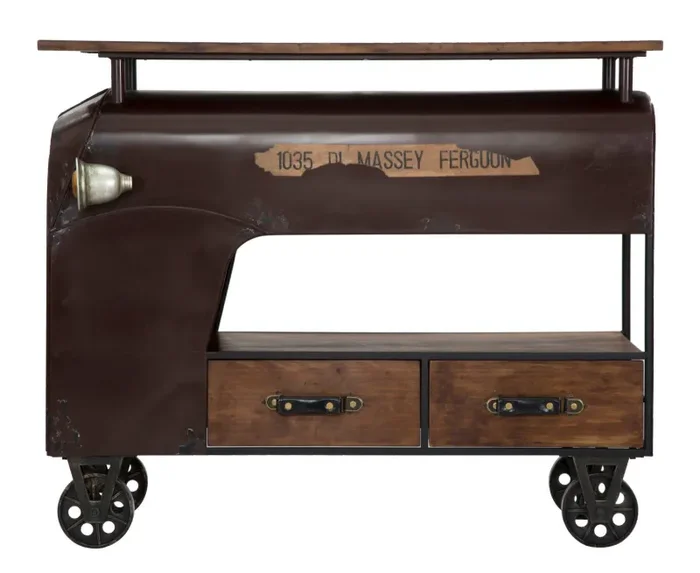 Console Old Style 111x60x89 cm Legno di Abete e in Ferro Marrone - immagine 2