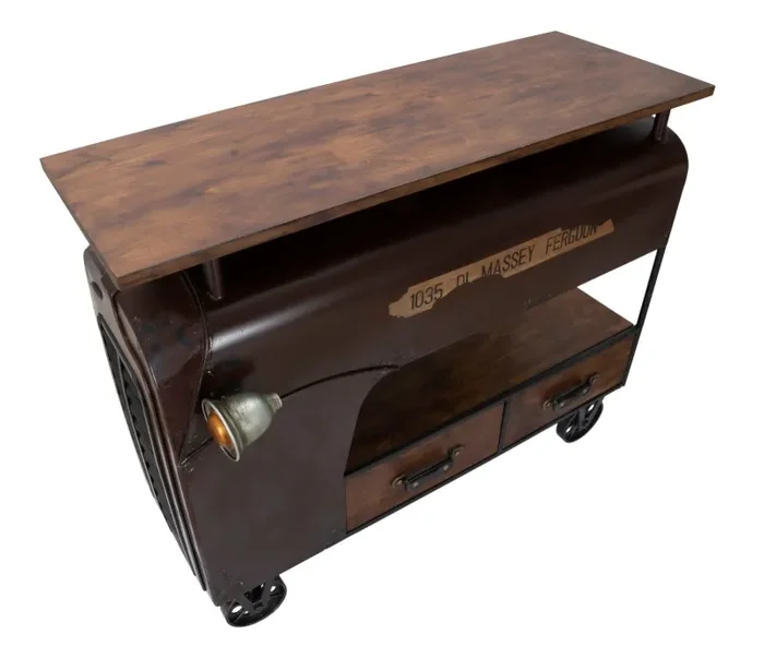 Console Old Style 111x60x89 cm Legno di Abete e in Ferro Marrone - immagine 3