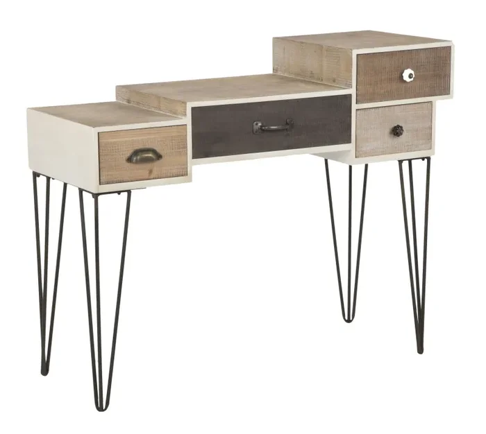 Console Raw 106x44x85 cm in Ferro e MDF Marrone e Nero Saldi