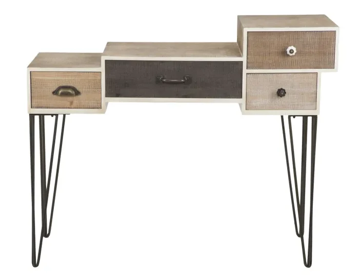 Console Raw 106x44x85 cm in Ferro e MDF Marrone e Nero Saldi - immagine 2
