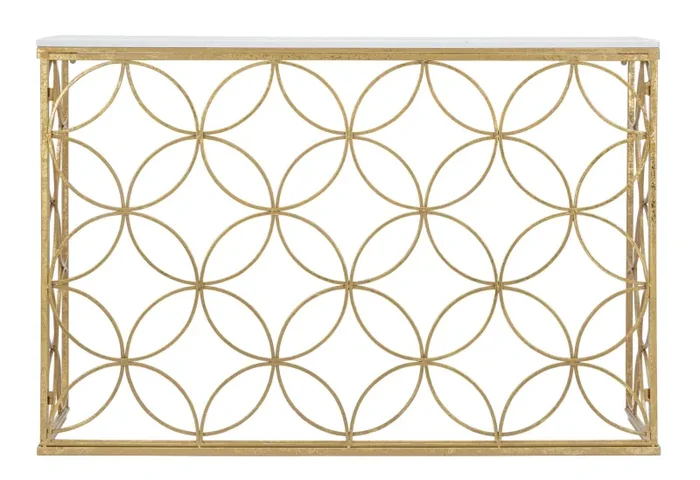 Console Star Marble 120x40x80 cm in Ferro e Marmo Oro e Bianco - immagine 3