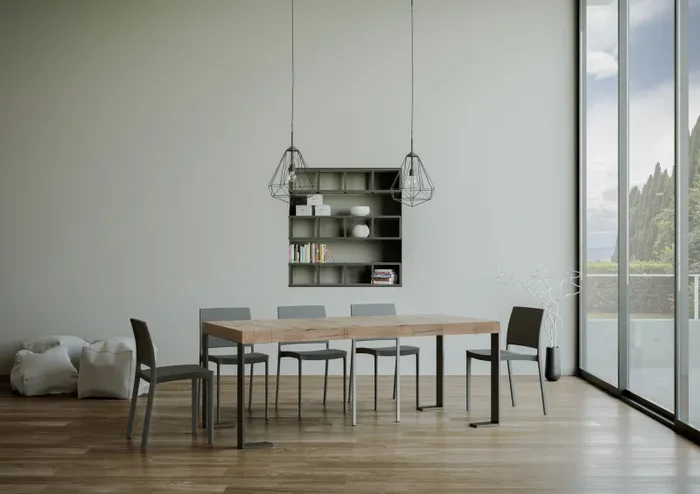 Consolle Allungabile 90-196x40x77 cm in Nobilitato Marrone - immagine 3