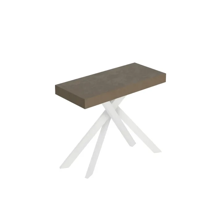 Consolle Allungabile 90-196x40x77 cm Saki Small Premium Tortora Gambe Bianche