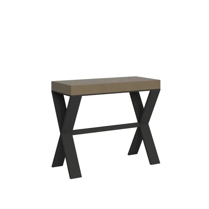 Consolle Allungabile 90-196x40x77 cm Xenia Small Tortora Telaio Antracite