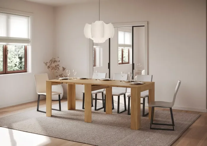 Consolle Allungabile 90×25/211 cm Pannelli in Nobilitato Kiba Quercia Natura - immagine 2