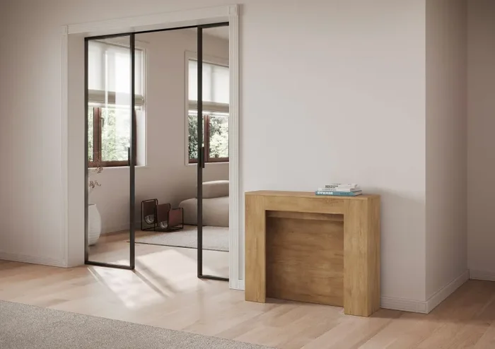 Consolle Allungabile 90×25/211 cm Pannelli in Nobilitato Kiba Quercia Natura - immagine 3