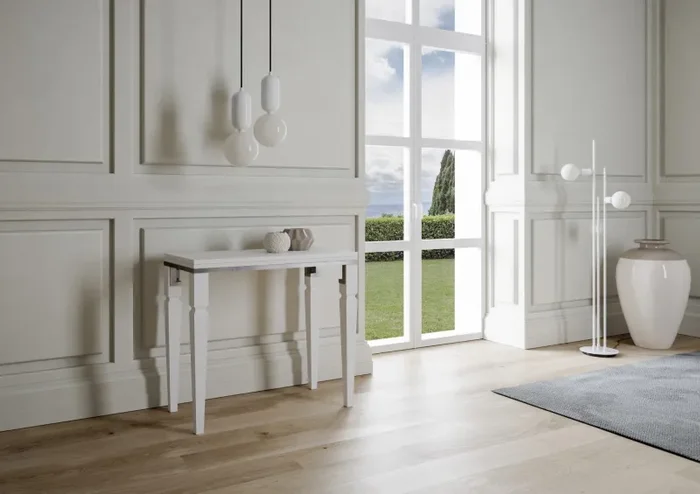 Consolle Allungabile 90×45-90×80 cm in Nobilitato Bianco