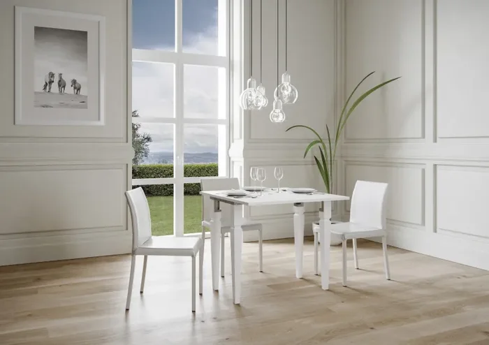 Consolle Allungabile 90×45-90×80 cm in Nobilitato Bianco - immagine 2