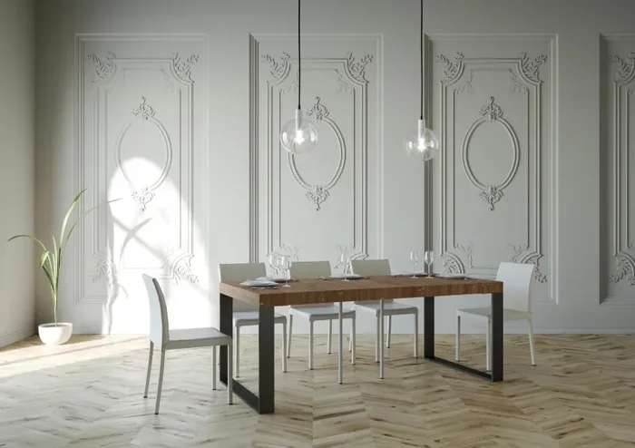 Consolle Allungabile 90-290x40x77 cm in Nobilitato Marrone - immagine 3