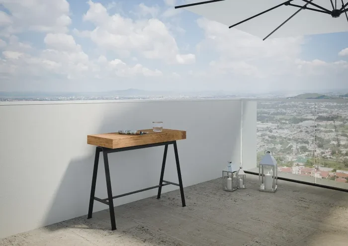 Consolle Allungabile 90-290x40x77 cm in Nobilitato Marrone - immagine 2