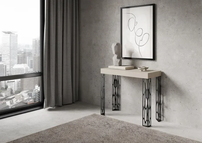 Consolle Allungabile 90-300x40x77 cm Ghibli Cashmere Telaio Antracite - immagine 2