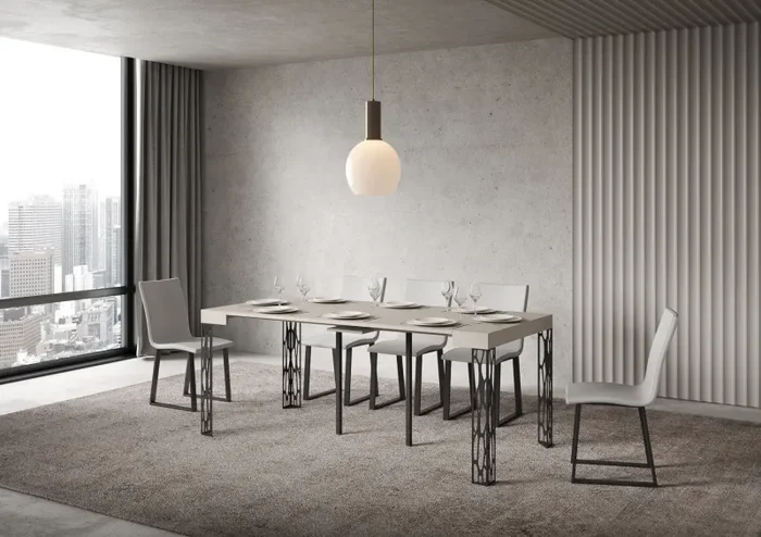 Consolle Allungabile 90-300x40x77 cm Ghibli Cashmere Telaio Antracite - immagine 3