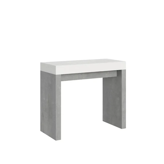 Consolle Allungabile 90-300x40x77 cm in Nobilitato Bianco e Grigio