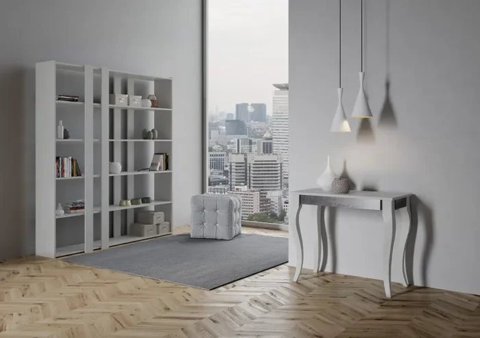 Consolle Allungabile 90-300x40x77 cm in Nobilitato Bianco Vendita calda