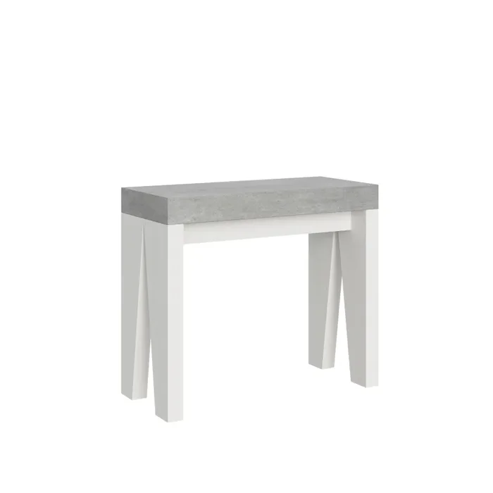 Consolle Allungabile 90-300x40x77 cm in Nobilitato Grigio e Bianco
